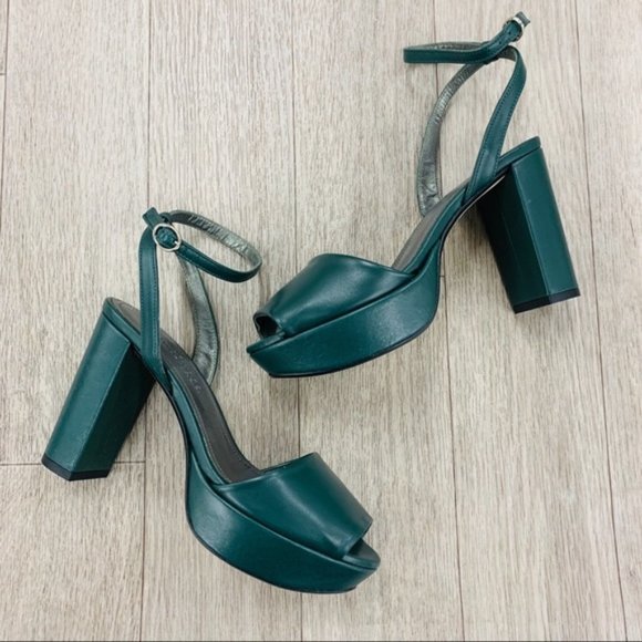 Mint & Rose Arlena Block Heel Size 10 dark green - Picture 5 of 11